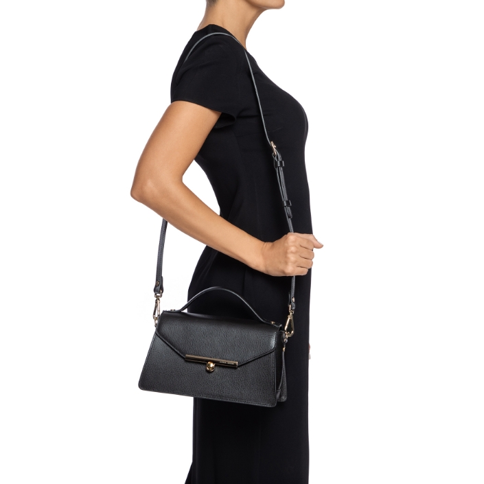 Imagine Geanta dama de mana CASEY 02 VITELLO STAMP NEGRU