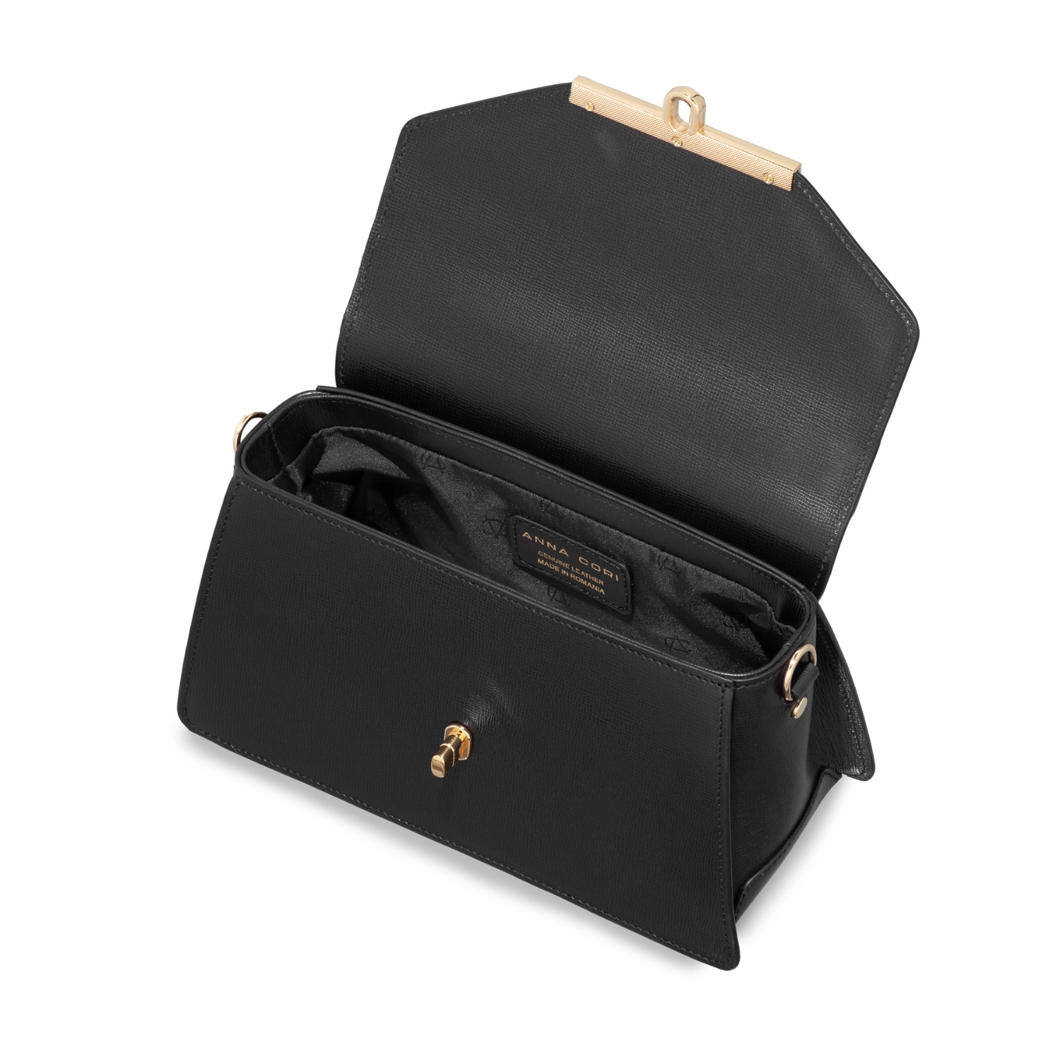 Imagine Geanta dama de mana CASEY 02 VITELLO STAMP NEGRU