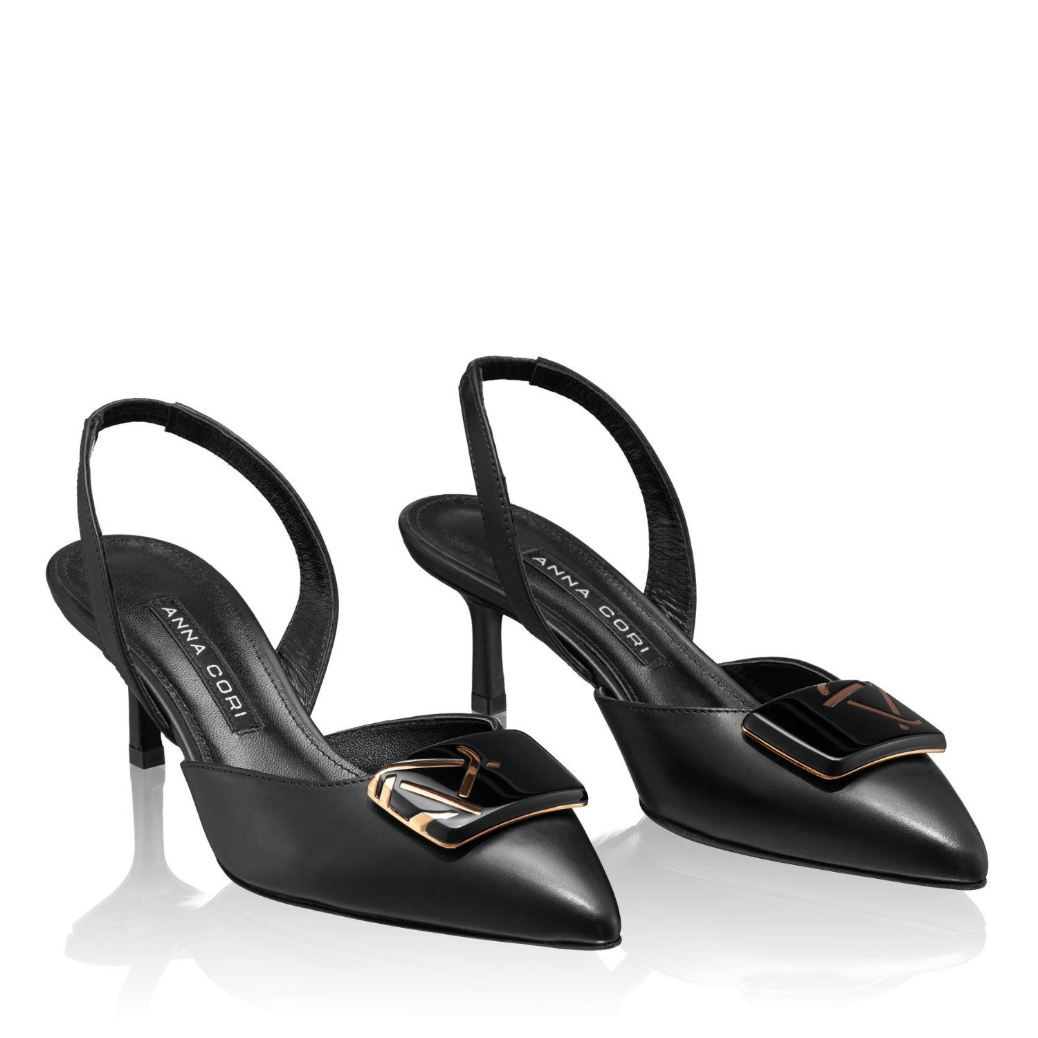 Imagine Pantofi Decupati Dama 8123 Vitello Negru