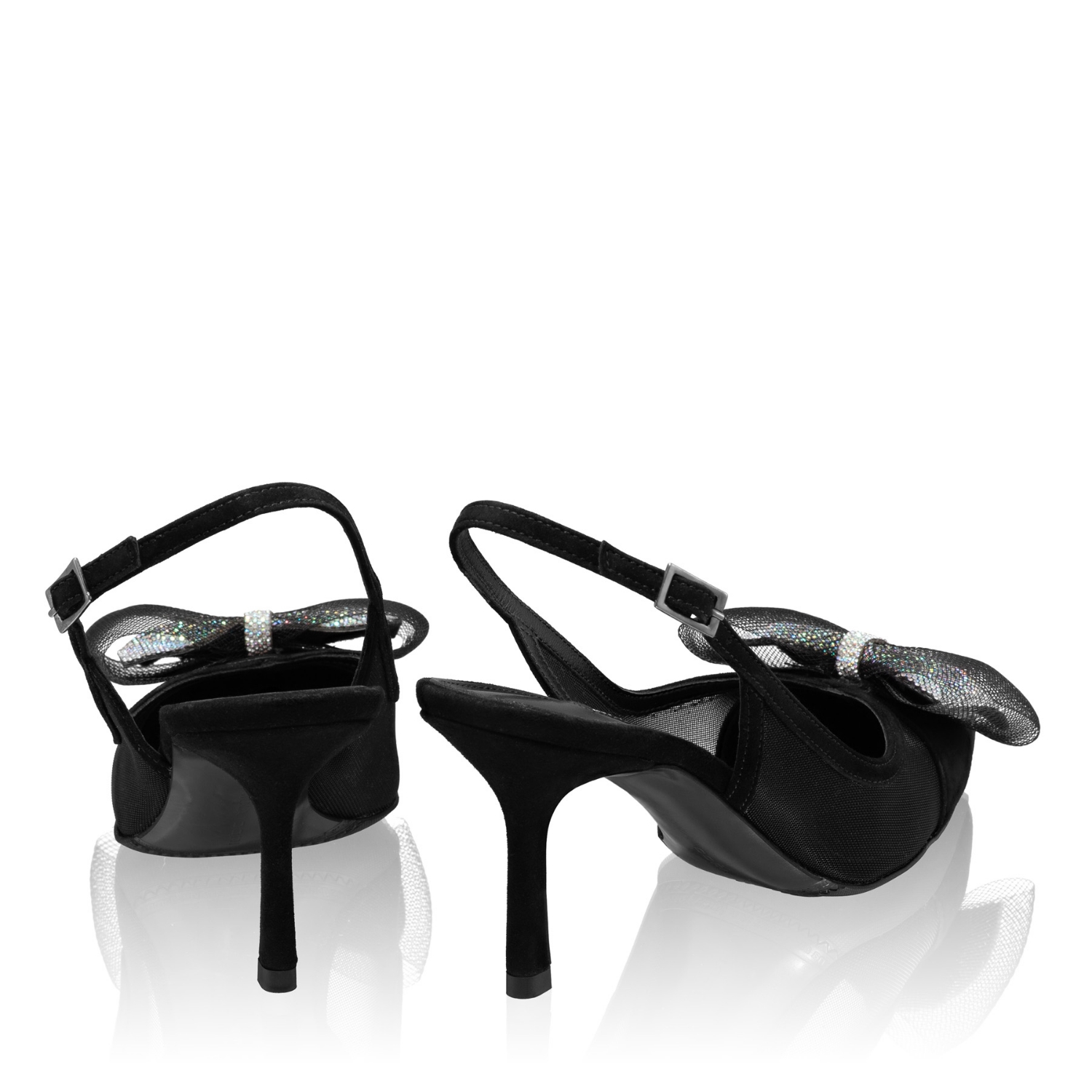 Imagine Pantofi Decupati Dama 8080 Camoscio+Rete Negru