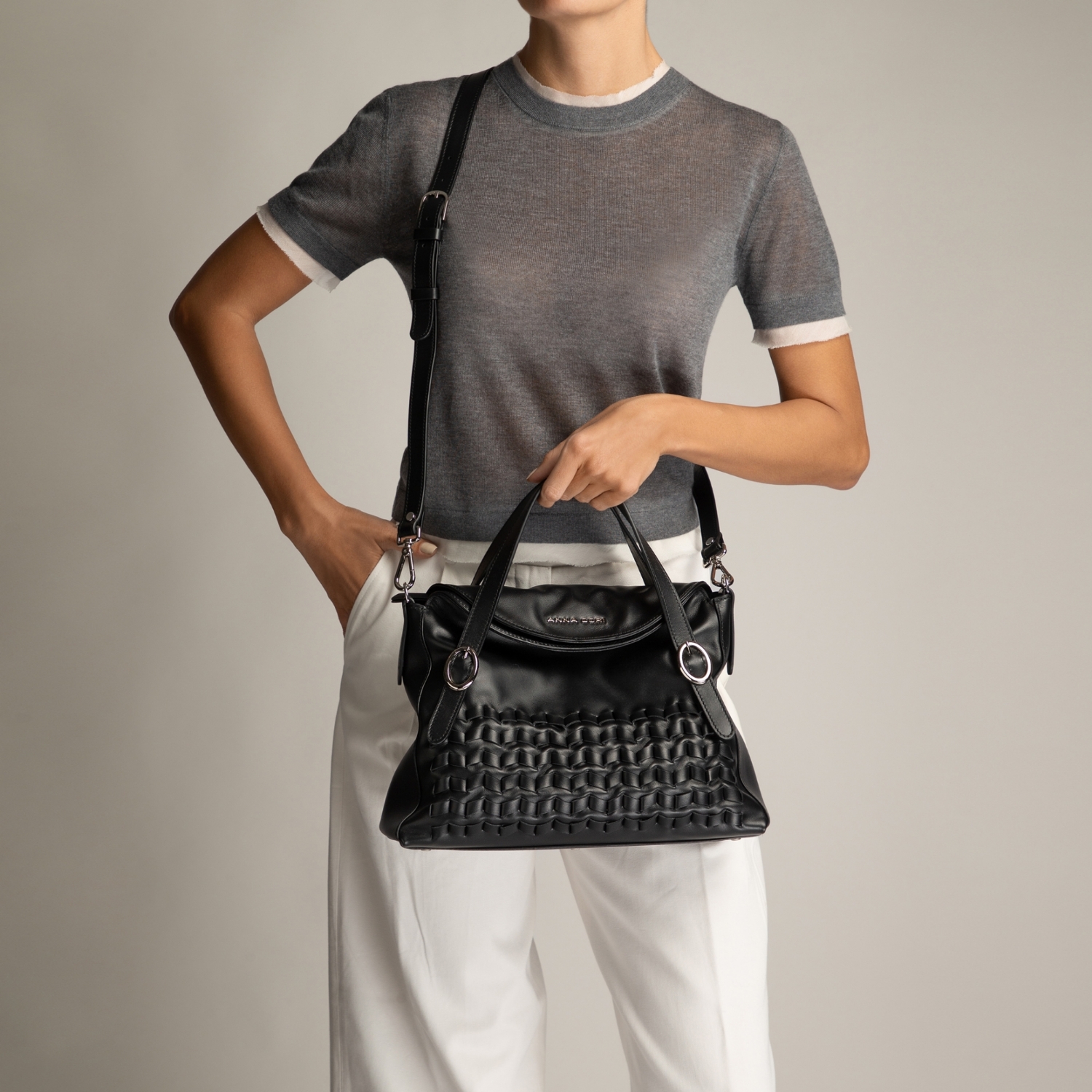 Imagine Geanta Dama de Mana FANIA 01 VITELLO NEGRU