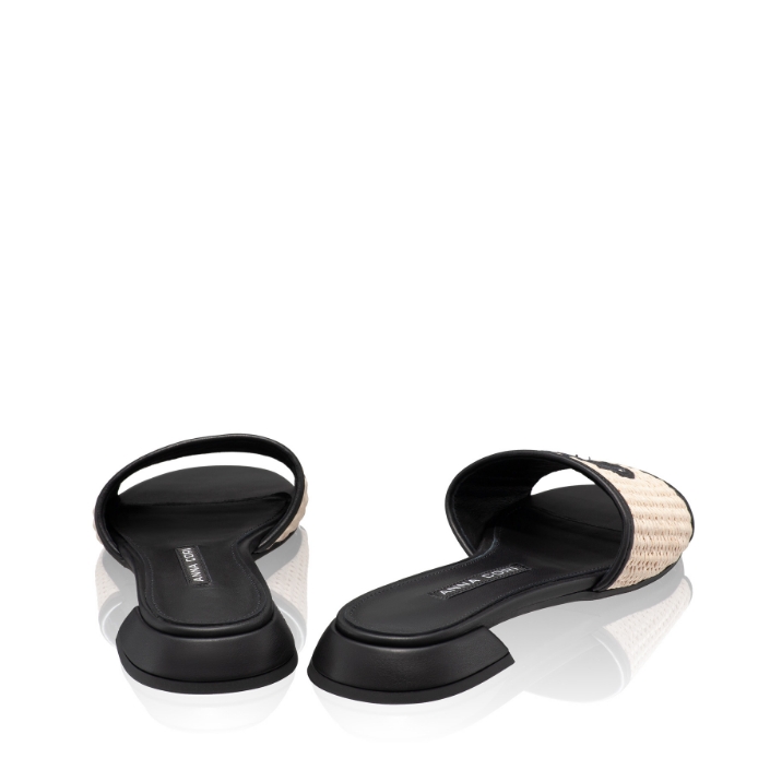 Imagine Saboti Dama 8082 Rafia Bej+Vitello Negru