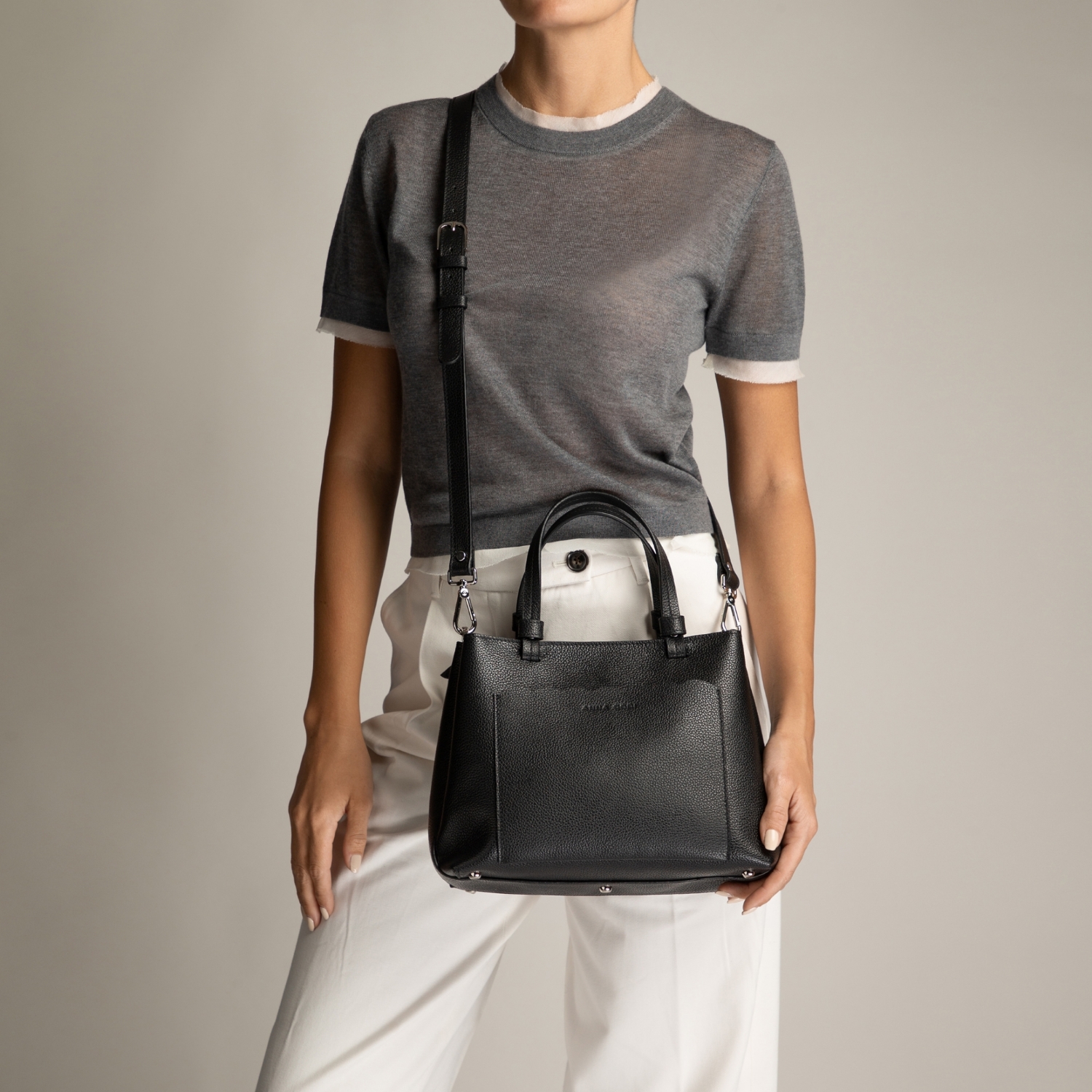 Imagine Geanta dama de mana CAYA 02 BOTTALATO NEGRU