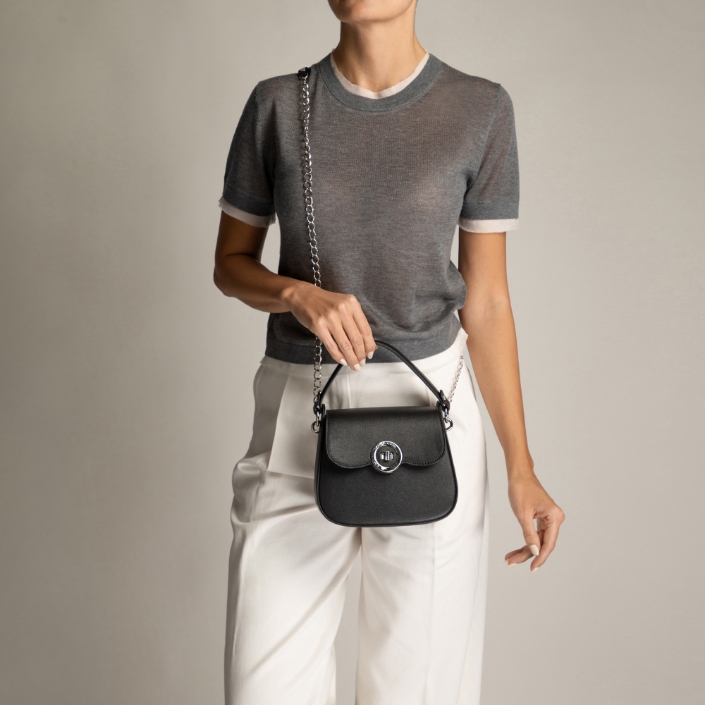 Imagine Geanta dama de Mana ENA 01 VIT STAMP NEGRU